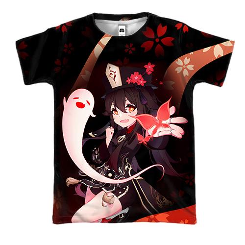 3D футболка Genshin Impact - УЛЬТ ХУ ТАО (вид спереди)