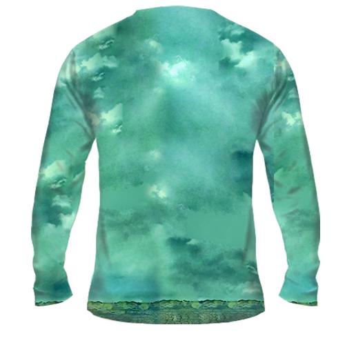 Мужской 3D лонгслив Робот и девочка Любовь (вид сзади)