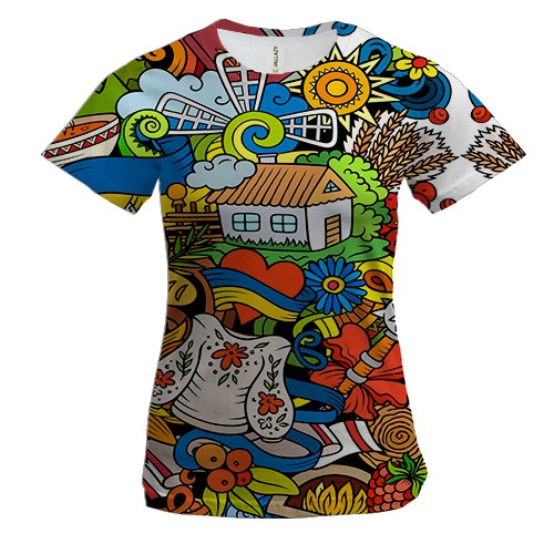 Женская 3D футболка Украинские традиции (вид спереди)