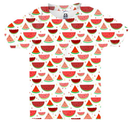 Дитяча 3D футболка з кавунами (патерн) (вид спереду)