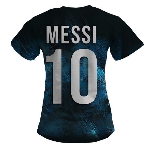 Женская 3D футболка с Лионель Месси (вид сзади)