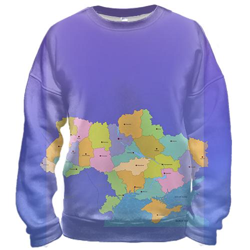 3D свитшот с контурной картой Украины (вид спереди)