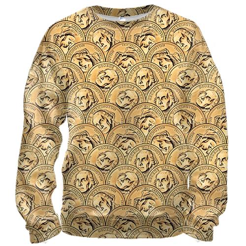 3D свитшот с долларами монетами (вид спереди)