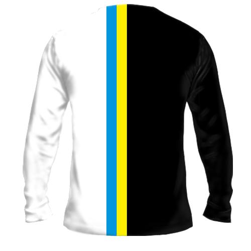 Чоловічий 3D лонгслів "Ukraine" (біло-чорна) (вид ззаду)