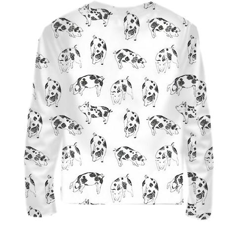 Детский 3D лонгслив "Паттерн из свинок" (2) (вид сзади)