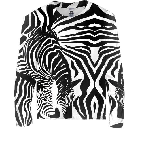 Детский 3D лонгслив "Абстракция из зебр" (вид спереди)