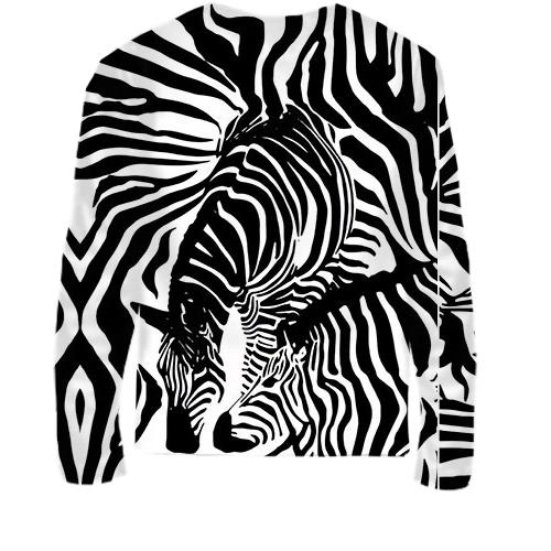 Детский 3D лонгслив "Абстракция из зебр" (вид сзади)