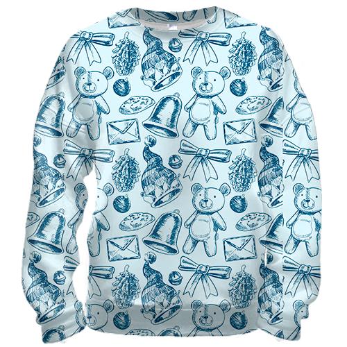 3D свитшот Новогодний паттерн 21 (вид спереди)