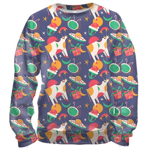 3D свитшот Новогодний паттерн 24 (вид спереди)