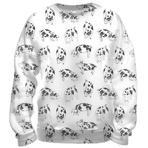 3D свитшот "Паттерн из свинок" (2) (вид спереди)