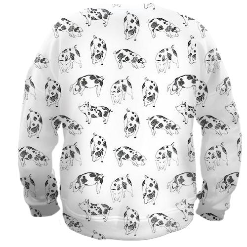 3D свитшот "Паттерн из свинок" (2) (вид сзади)