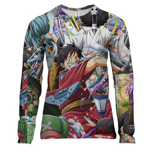 Женский 3D лонгслив Герои аниме One Piece (вид спереди)