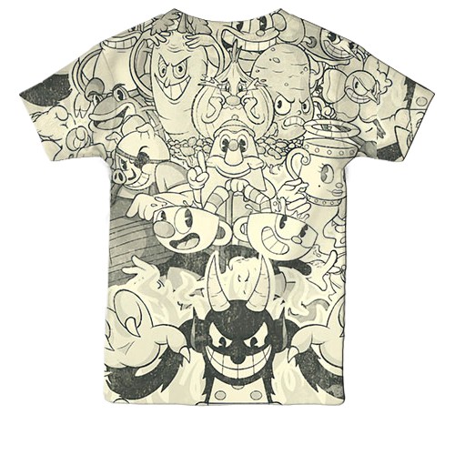 Детская 3D футболка Cuphead and Devil (вид сзади)