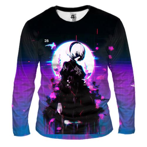 Чоловічий 3D лонгслів 2B, neon - Nier: Automata (вид спереду)