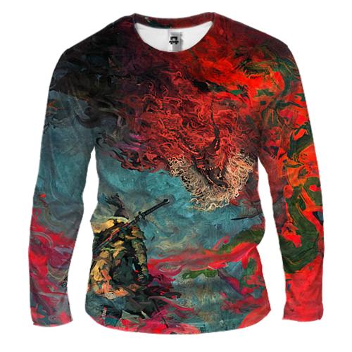 Чоловічий 3D лонгслів Sekiro: Shadows Die Twice - Самурай проти дракона (вид спереду)