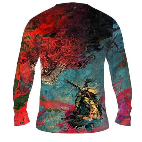 Чоловічий 3D лонгслів Sekiro: Shadows Die Twice - Самурай проти дракона (вид ззаду)