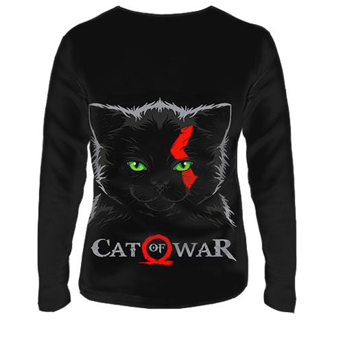 Жіночий 3D лонгслів CAT of War (вид ззаду)