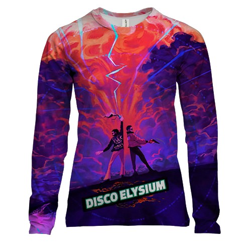 Женский 3D лонгслив Disco Elysium, art (вид спереди)