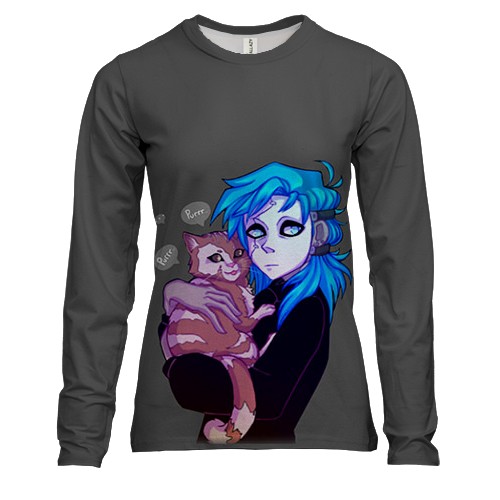 Женский 3D лонгслив Салли и Гизмо - SALLY FACE (вид спереди)