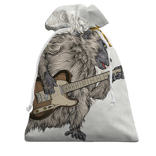 Подарочный мешочек с бабуином гитаристом (вид спереди)