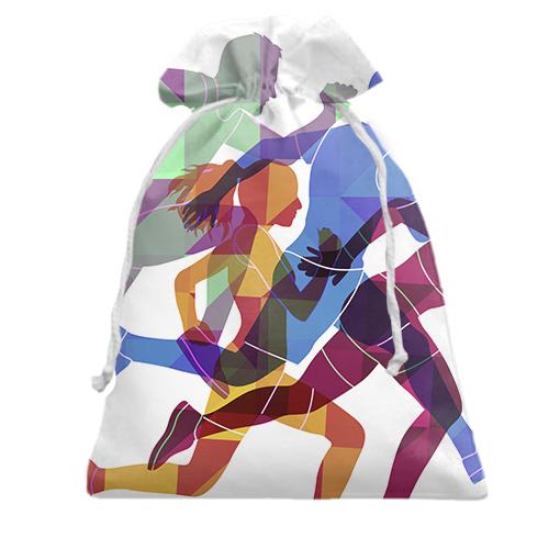 Подарочный мешочек с бегунами (вид спереди)