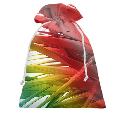 Подарочный мешочек Радужная 3D абстракция (вид спереди)