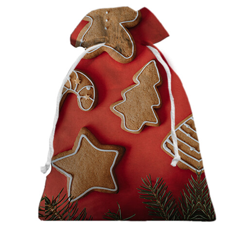 Подарочный мешочек Christmas gingerbread (вид спереди)