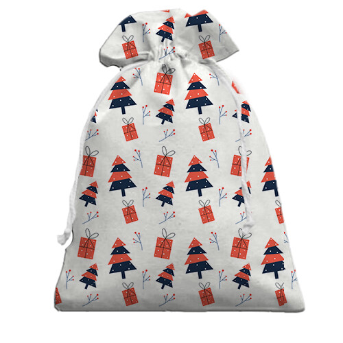 Подарочный мешочек Новогодний паттерн 11 (вид сзади)