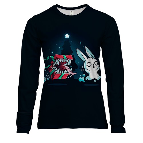 Женский 3D лонгслив Мимик подарок (вид спереди)