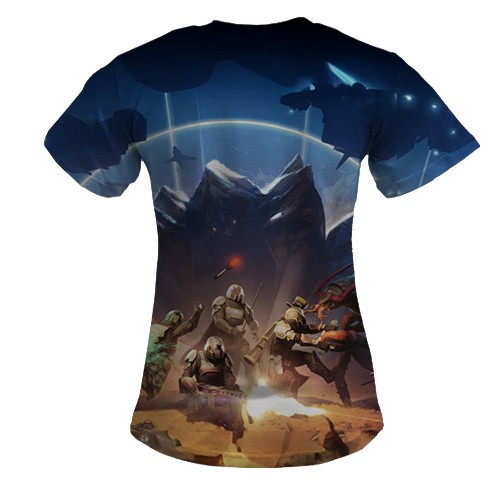 Жіноча 3D футболка Helldivers II - в облозі жуків (вид ззаду)