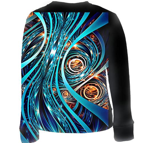 Детский 3D свитшот Абстракция с голубыми линиями (вид сзади)