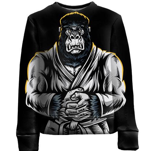 Детский 3D свитшот с гориллой в кимоно (вид спереди)