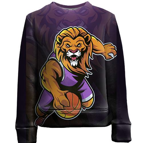Детский 3D свитшот со львом баскетболистом (вид спереди)