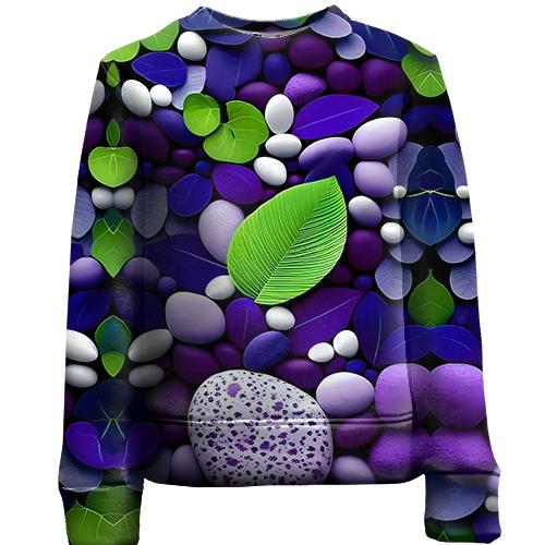 Дитячий 3D світшот з фіолетовою галькою (вид спереду)