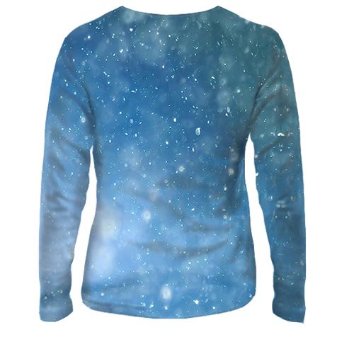 Женский 3D лонгслив Три пингвина (вид сзади)