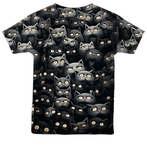 Дитяча 3D футболка Чорні коти (вид ззаду)