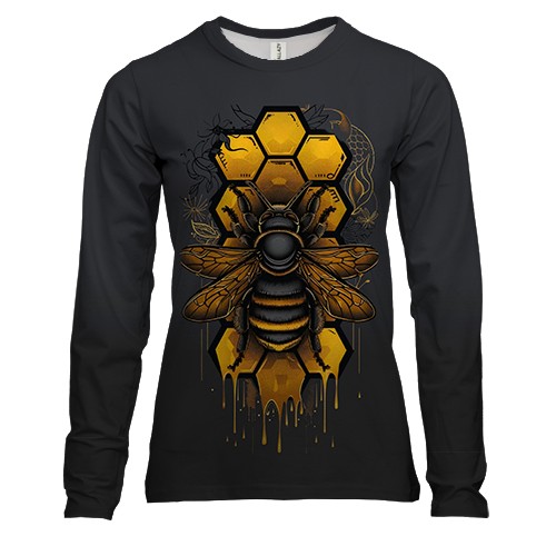 Жіночий 3D лонгслів Бджола (АРТ) (вид спереду)