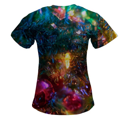 Женская 3D футболка змея на ёлке (вид сзади)