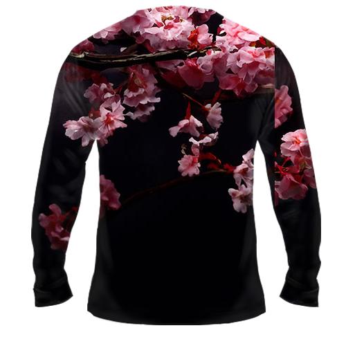 Мужской 3D лонгслив змея и сакура (вид сзади)