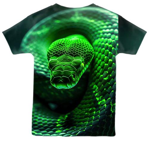 Дитяча 3D футболка Зелена неонова змія (вид ззаду)