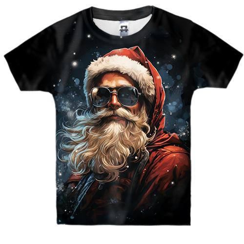 Детская 3D футболка Стильный Санта (вид спереди)