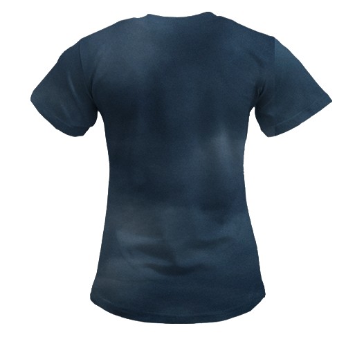 Женская 3D футболка Кот пузатик (вид сзади)