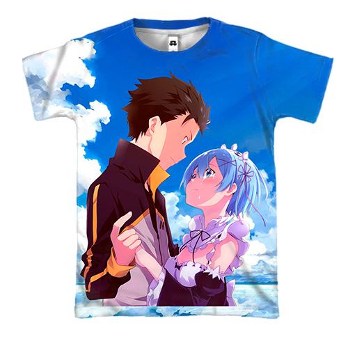 3D футболка Субару та Рем - Re:Zero (вид спереду)