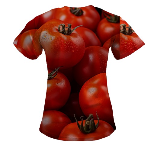 Жіноча 3D футболка з червоними томатами (вид ззаду)