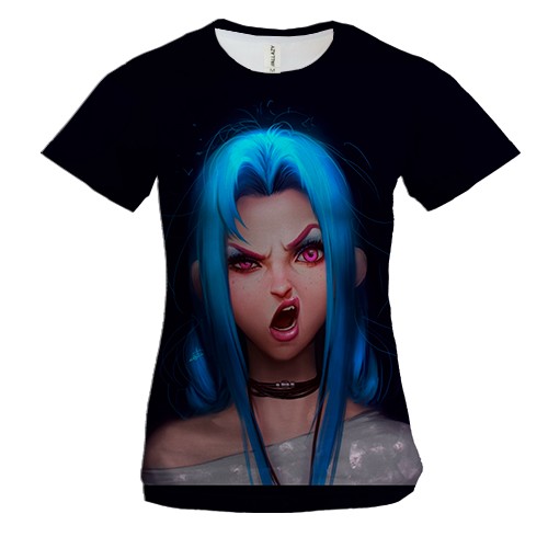 Женская 3D футболка Jinx - League of Legends, Arcane (вид спереди)
