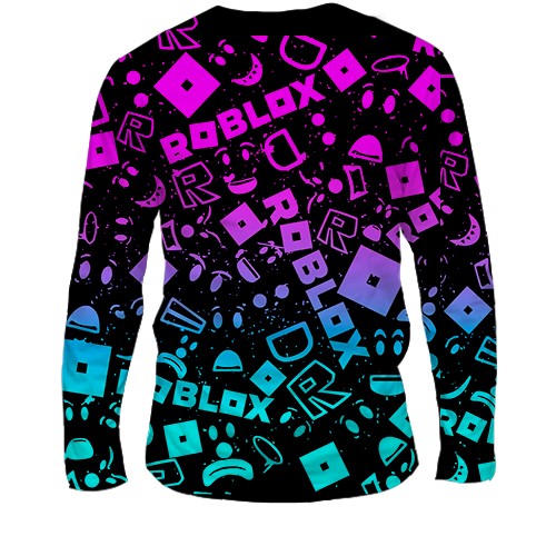 Мужской 3D лонгслив ROBLOX neon logo pattern (вид сзади)