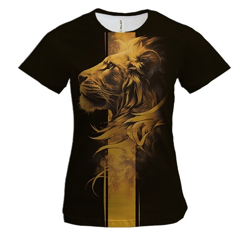 Женская 3D футболка Силуэт льва (вид спереди)