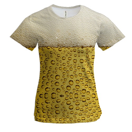 Женская 3D футболка "Бокал пива" (вид спереди)