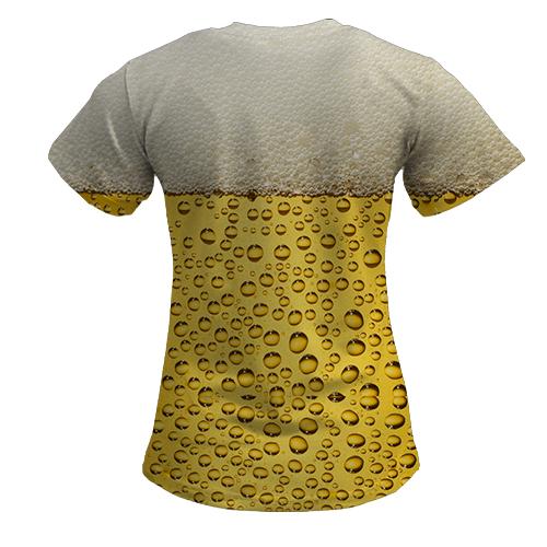 Женская 3D футболка "Бокал пива" (вид сзади)