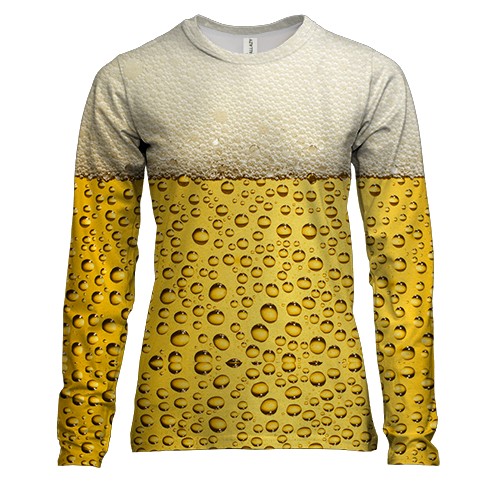 Женский 3D лонгслив "Бокал пива" (вид спереди)